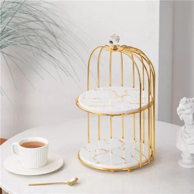 2-Tier Golden Vanity Cage
