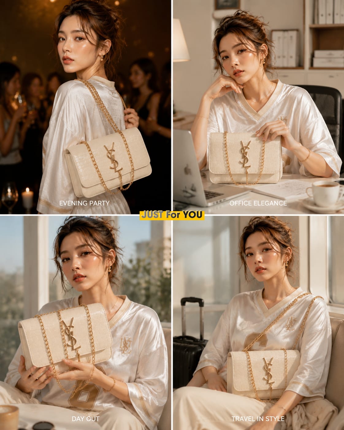 Luxurious YSL handbag with a crocodile-embossed finish