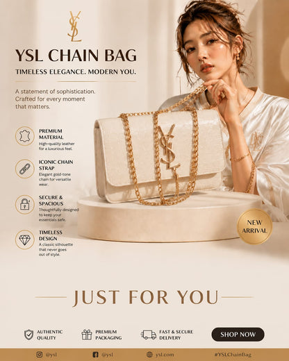 Luxurious YSL handbag with a crocodile-embossed finish