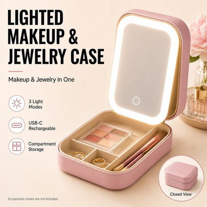 Travel Makeup Bag with LED Mirror