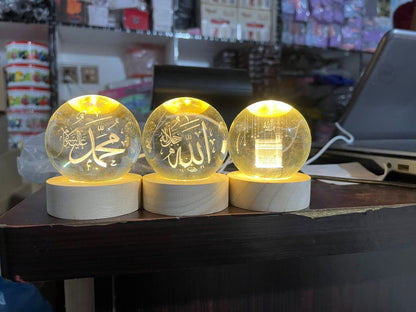 3D Crystal Ball LED Lamp with Islamic Calligraphy