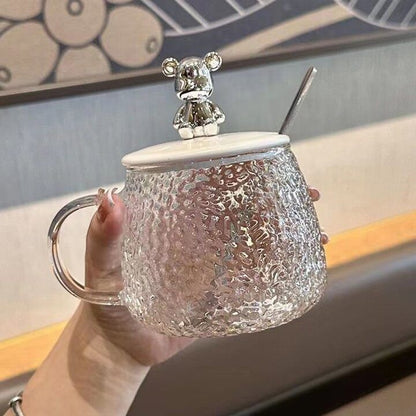 Diamond Glass Mug with Rabbit Lid