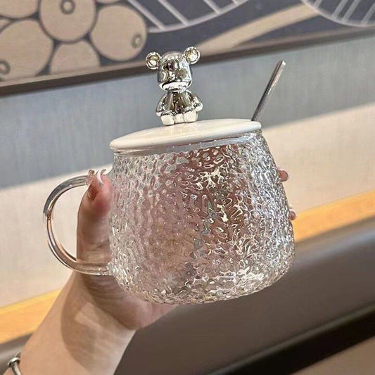 Diamond Glass Mug with Rabbit Lid
