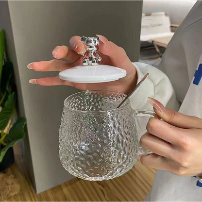 Diamond Glass Mug with Rabbit Lid