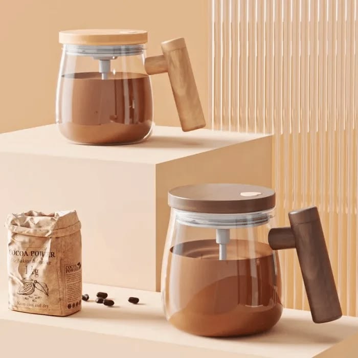 Rechargeable automatic stirring coffees mug