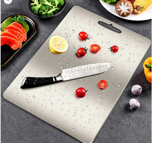stainless steel panel and chopping board, kitchen