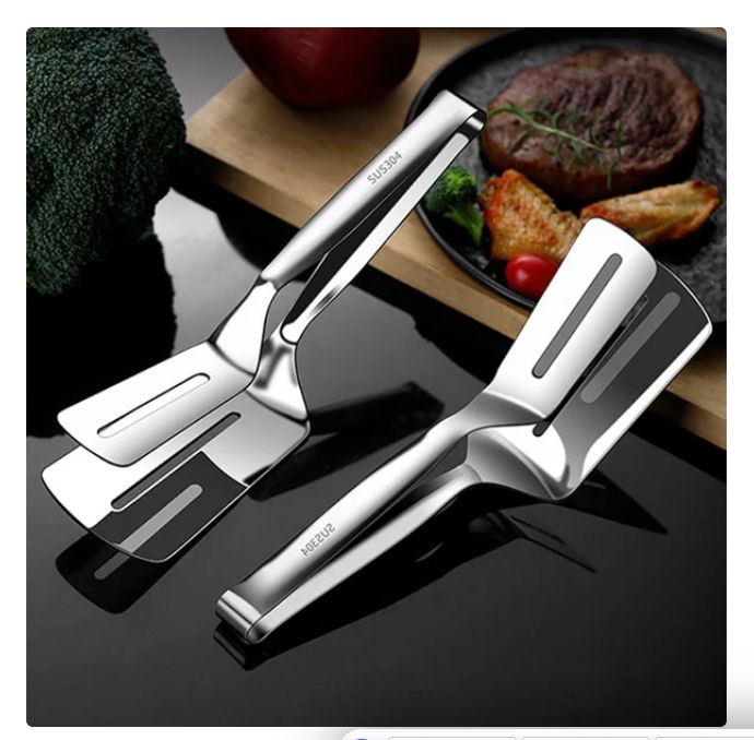 Multifunctional Stainless Steel Food Spatula Tongs